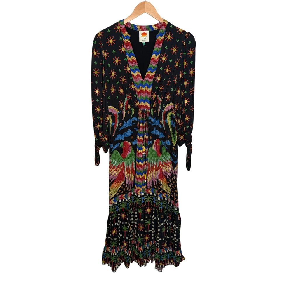 Anthropologie Farm Rio Macaw night maxi dress size large - Picture 5 of 5